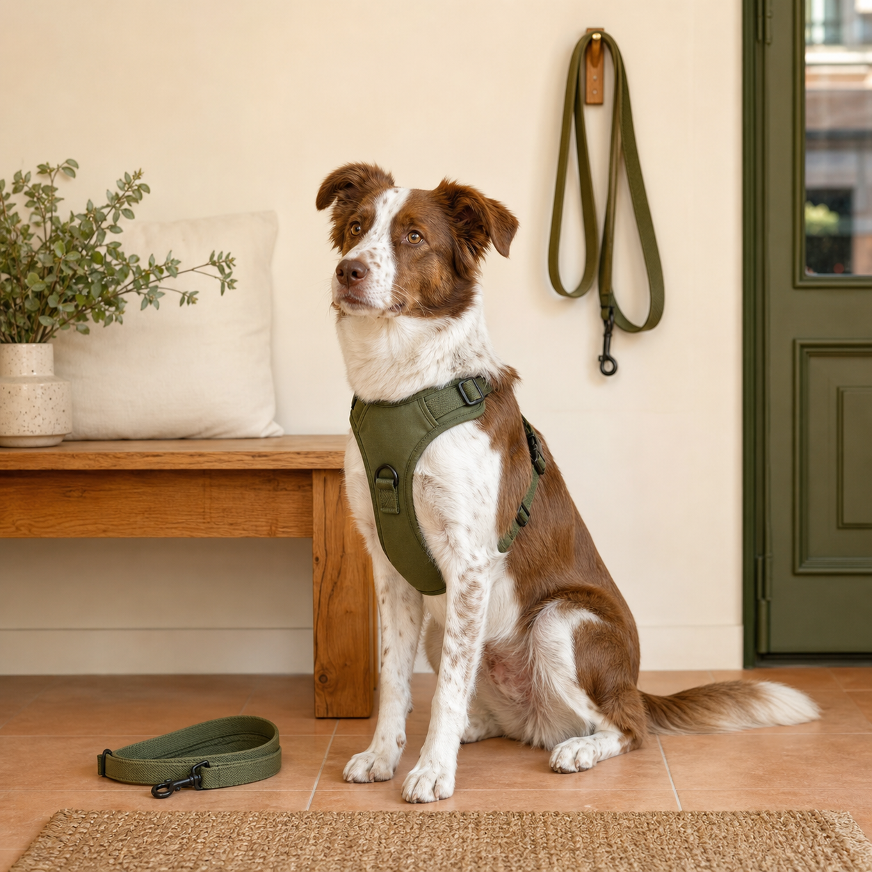 Chien avec harnais ergonomique Marcando Huella
